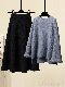 グレー/ニット·セーター+ブラック/スカート