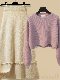 ピンク/ニット.セーター+アプリコット/スカート
